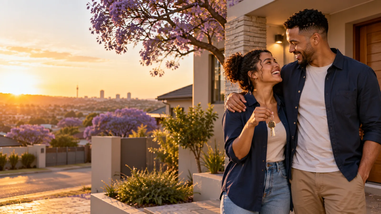 A couple with the keys to their new home